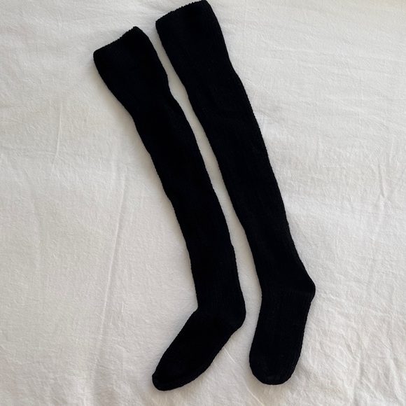 Women’s Ribbed Black Over-the-Knee Socks - Picture 3 of 5
